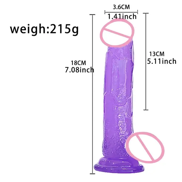Clear rainbow TPE dildo with realistic details for adult toy use